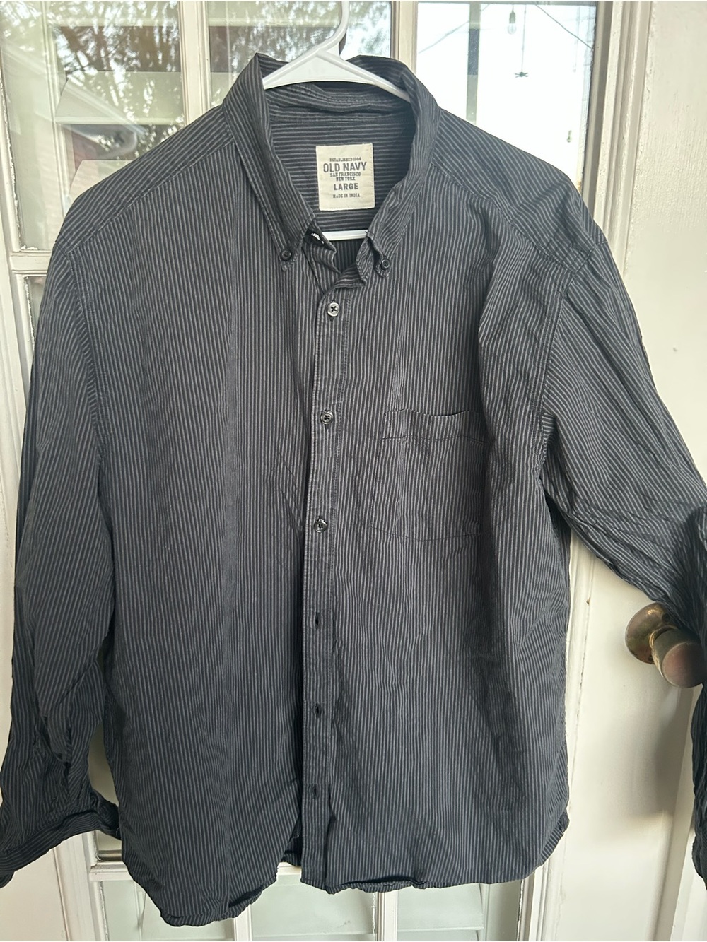 Old Navy Men’s Charcoal Pinstripe Button-Down Shirt